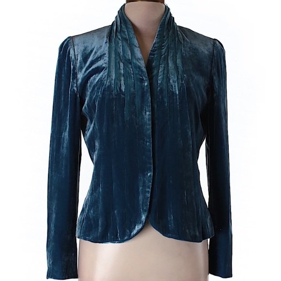 Tahari teal velvet jacket - Picture 2 of 5